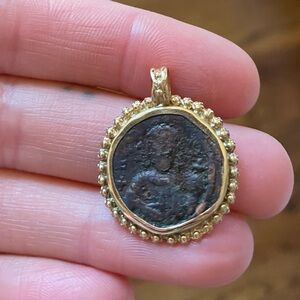 Ancient Gold Coin Pendant 14K gold